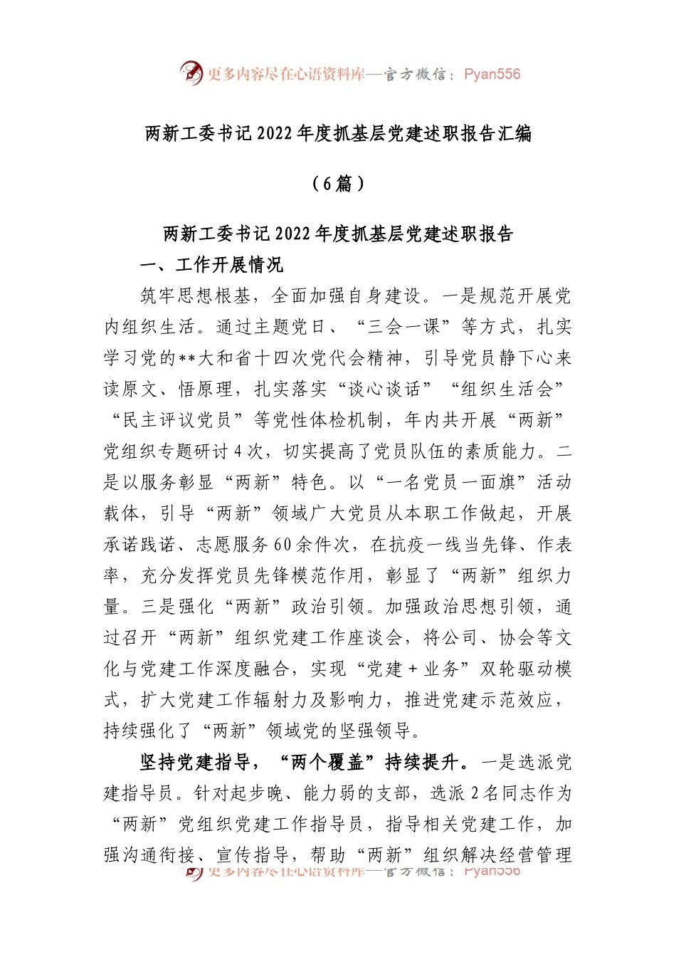 (6篇)两新工委书记2022年度抓基层党建述职报告汇编.docx_第1页