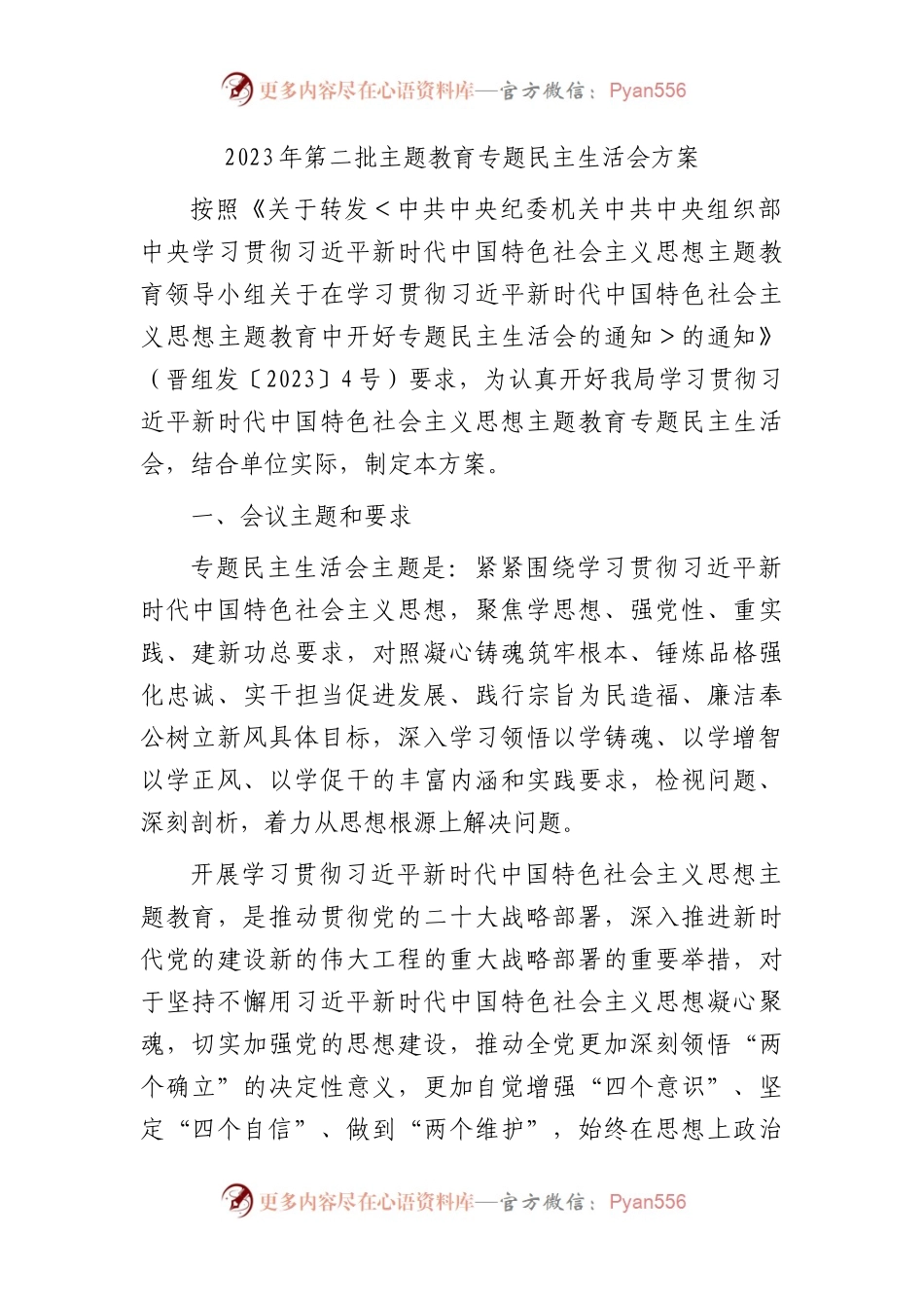2023年主题教育专题民主生活会方案5000字√(1).docx_第1页