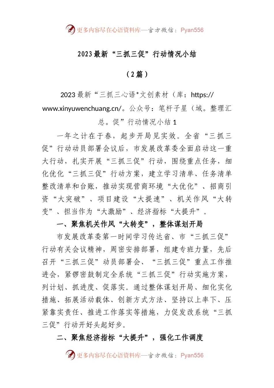 (2篇)2023最新“三抓三促”行动情况小结.docx_第1页