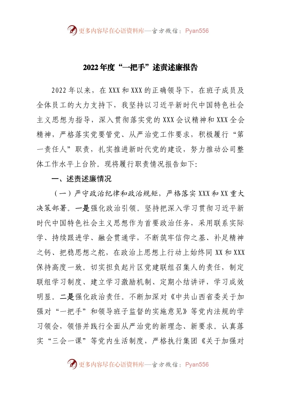 2022年度“一把手”述责述廉报告.docx_第1页