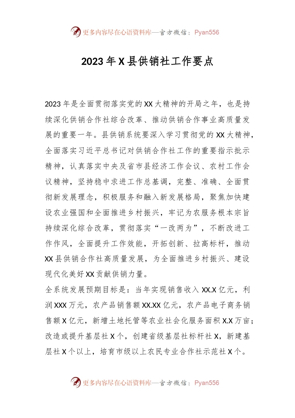 2023年X县供销社工作要点.docx_第1页