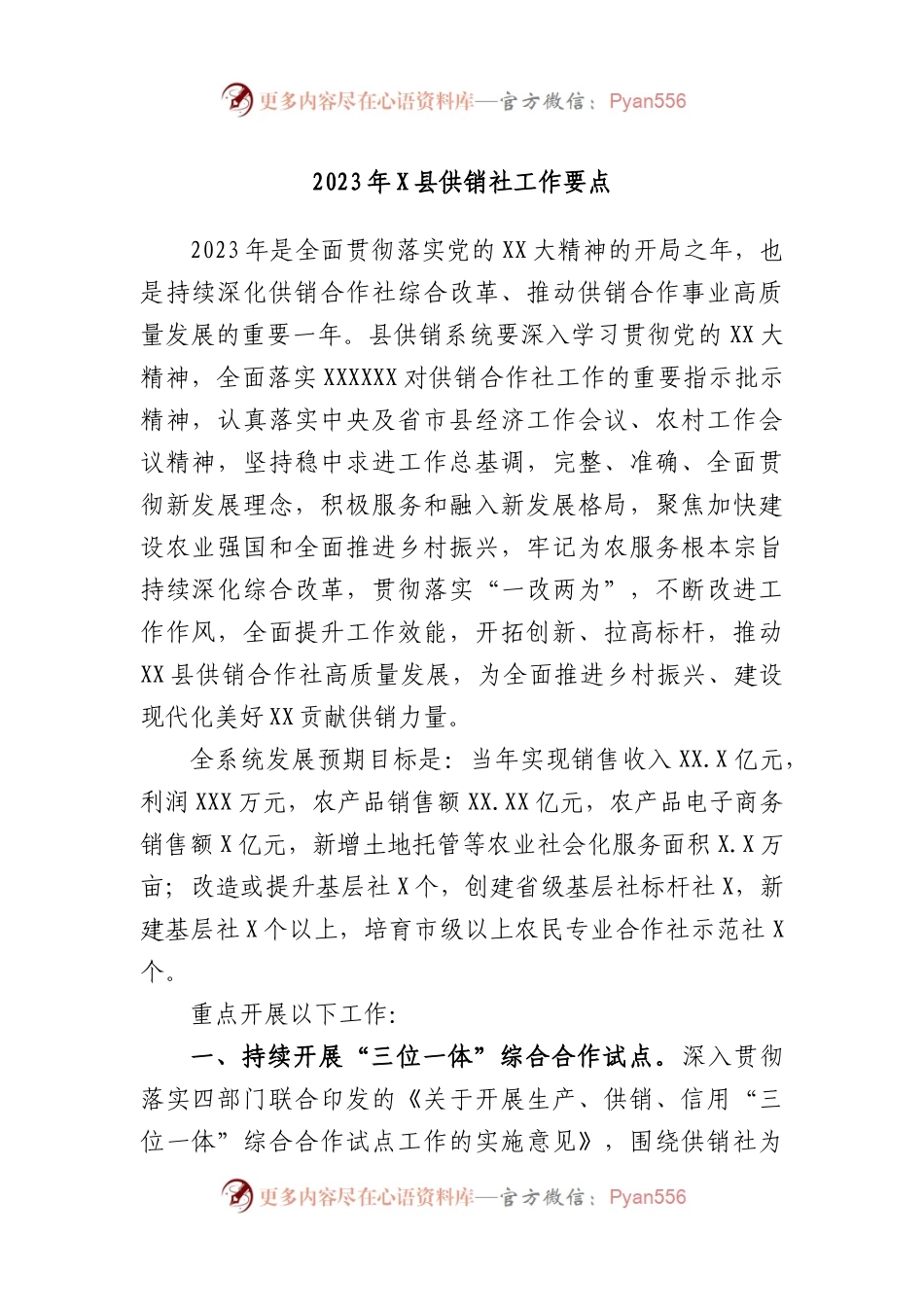 2023年县供销社工作要点.docx_第1页