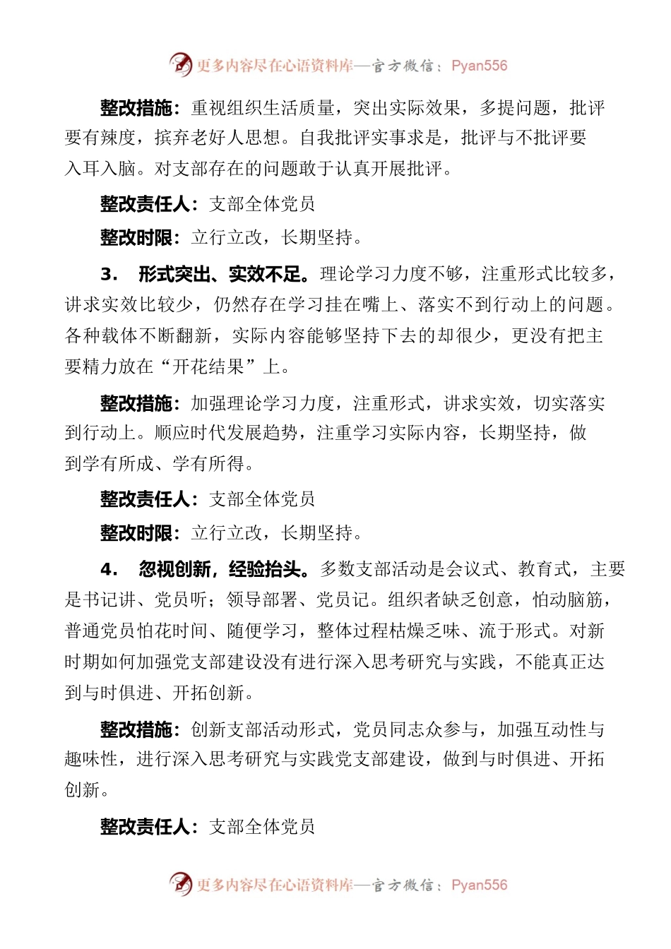 2022年度组织生活会党支部班子问题整改清单（措施）.docx_第2页