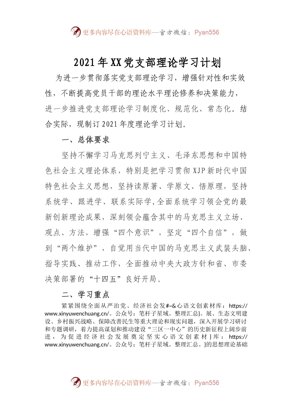 2021年党支部理论学习计划.docx_第1页