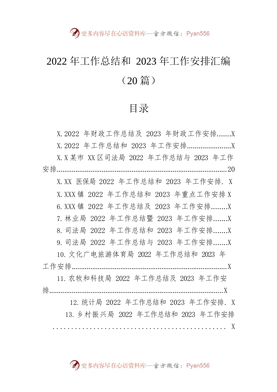 2022年工作总结和2023年工作安排汇编（20篇）.docx_第1页