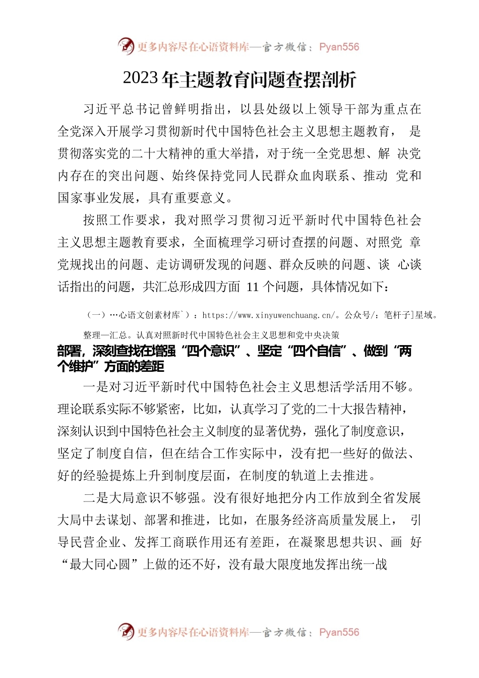 2023主题教育问题查摆剖析.docx_第1页