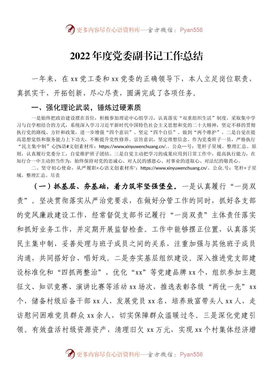 2022年度党委副书记工作总结.docx_第1页