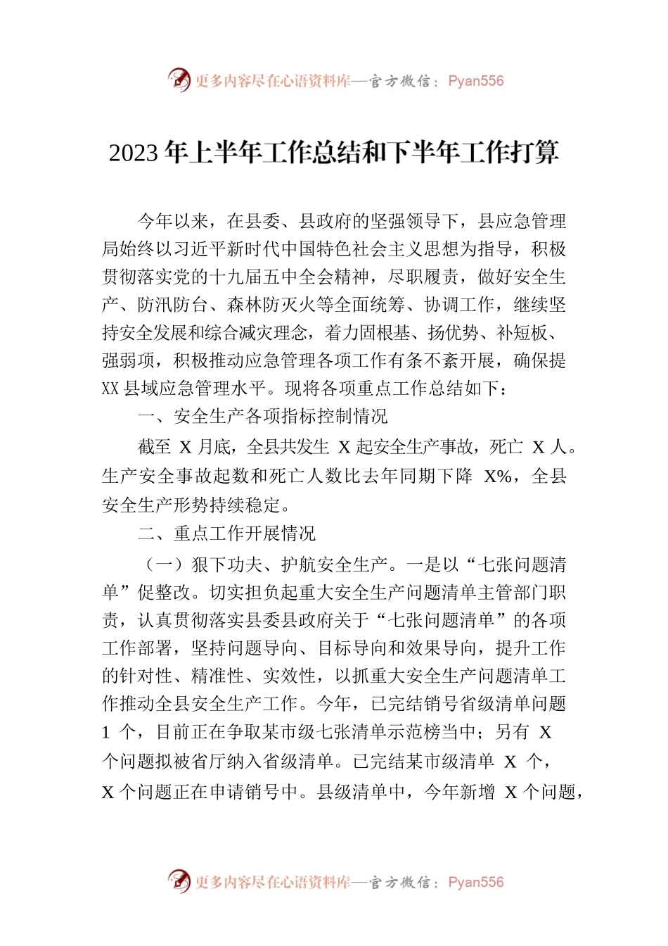 2023年上半年工作总结和下半年工作打算（20230703）.docx_第1页