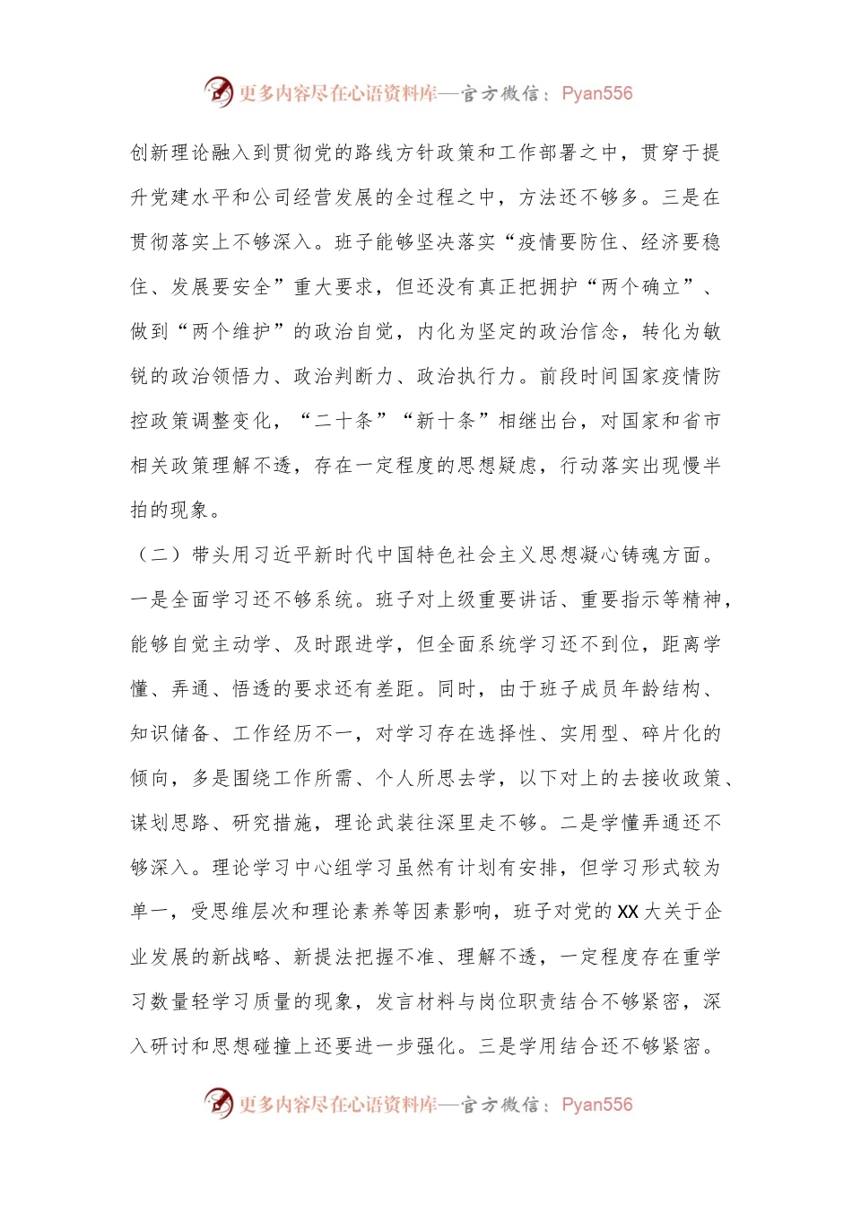 2022年度领导班子民主生活会对照检查材料..docx_第2页
