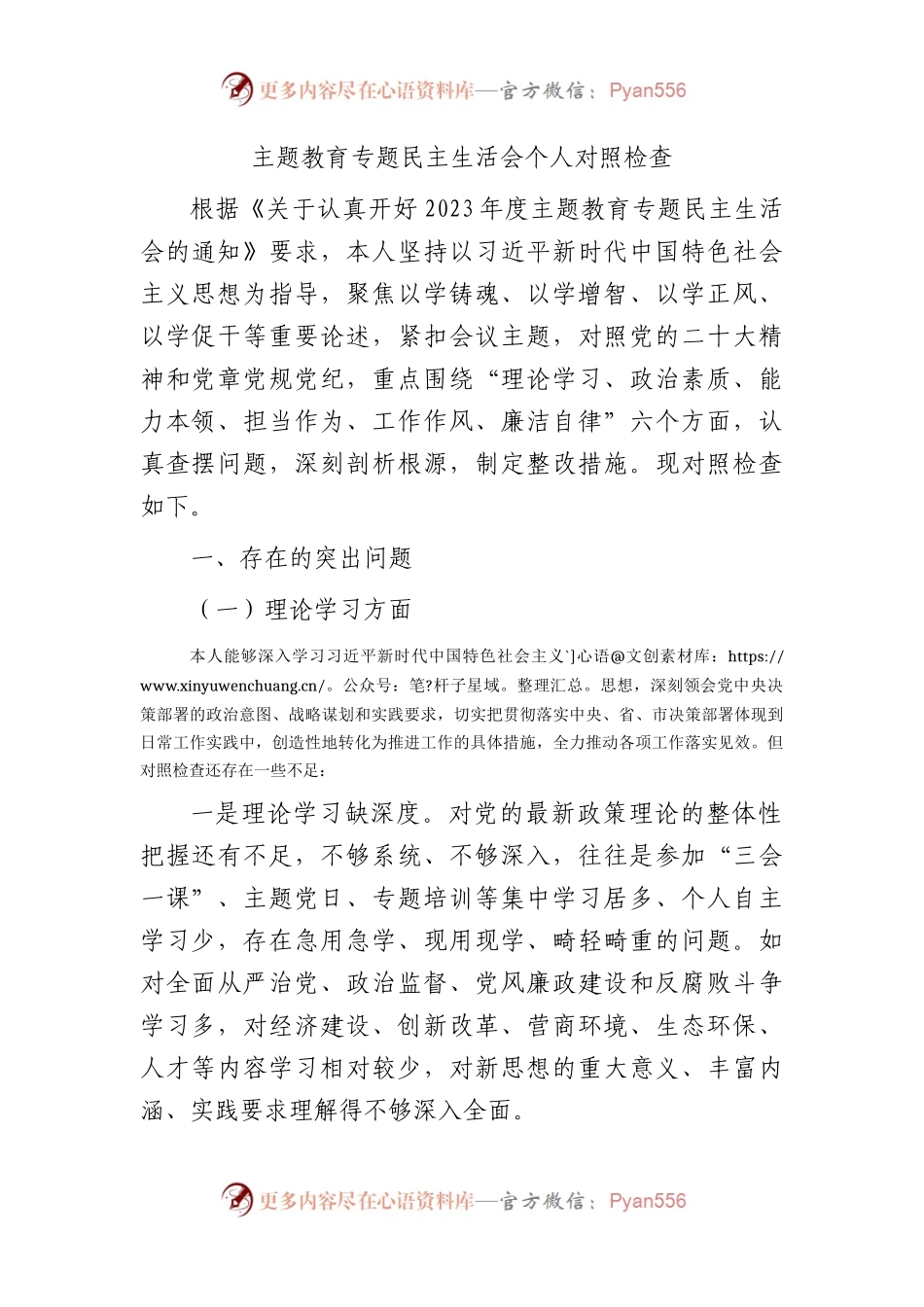2023年主题教育专题民主生活会个人对照检查4800字.docx_第1页