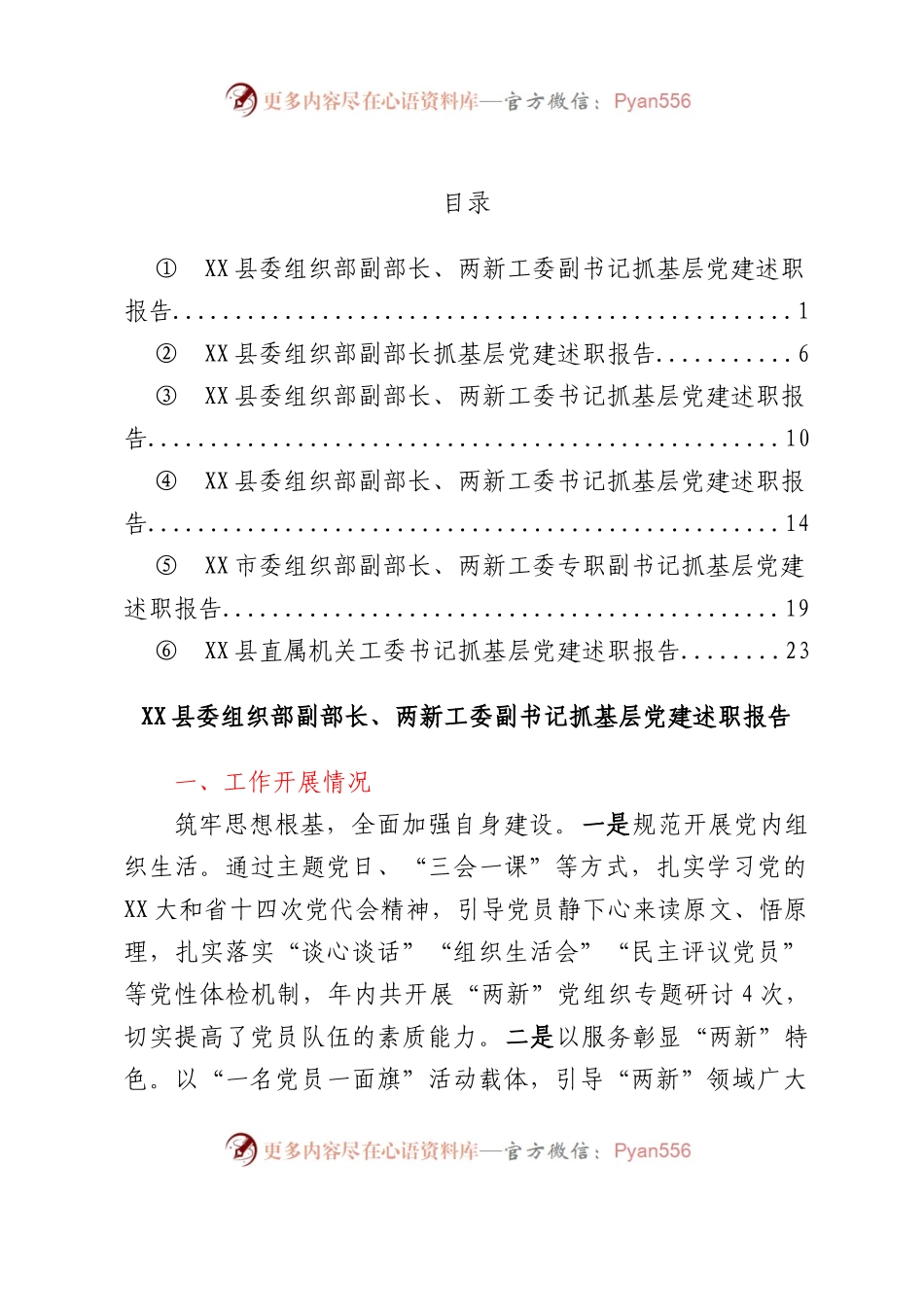 2022年度各市县委两新工委书记抓基层党建述职报告汇编.docx_第1页