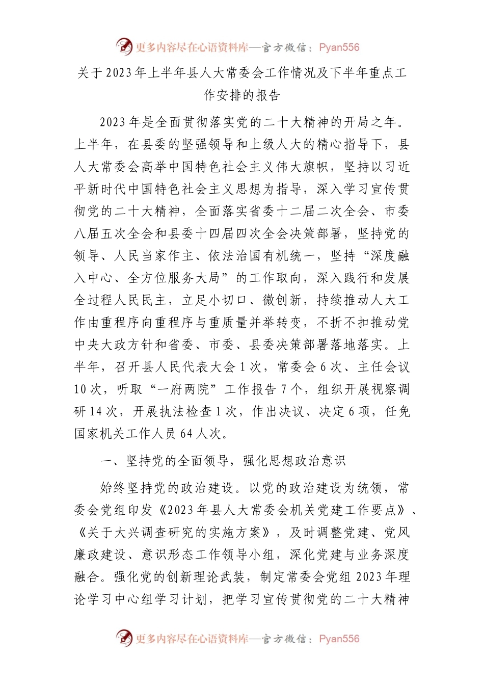 2023年上半年人大工作情况总结报告.docx_第1页