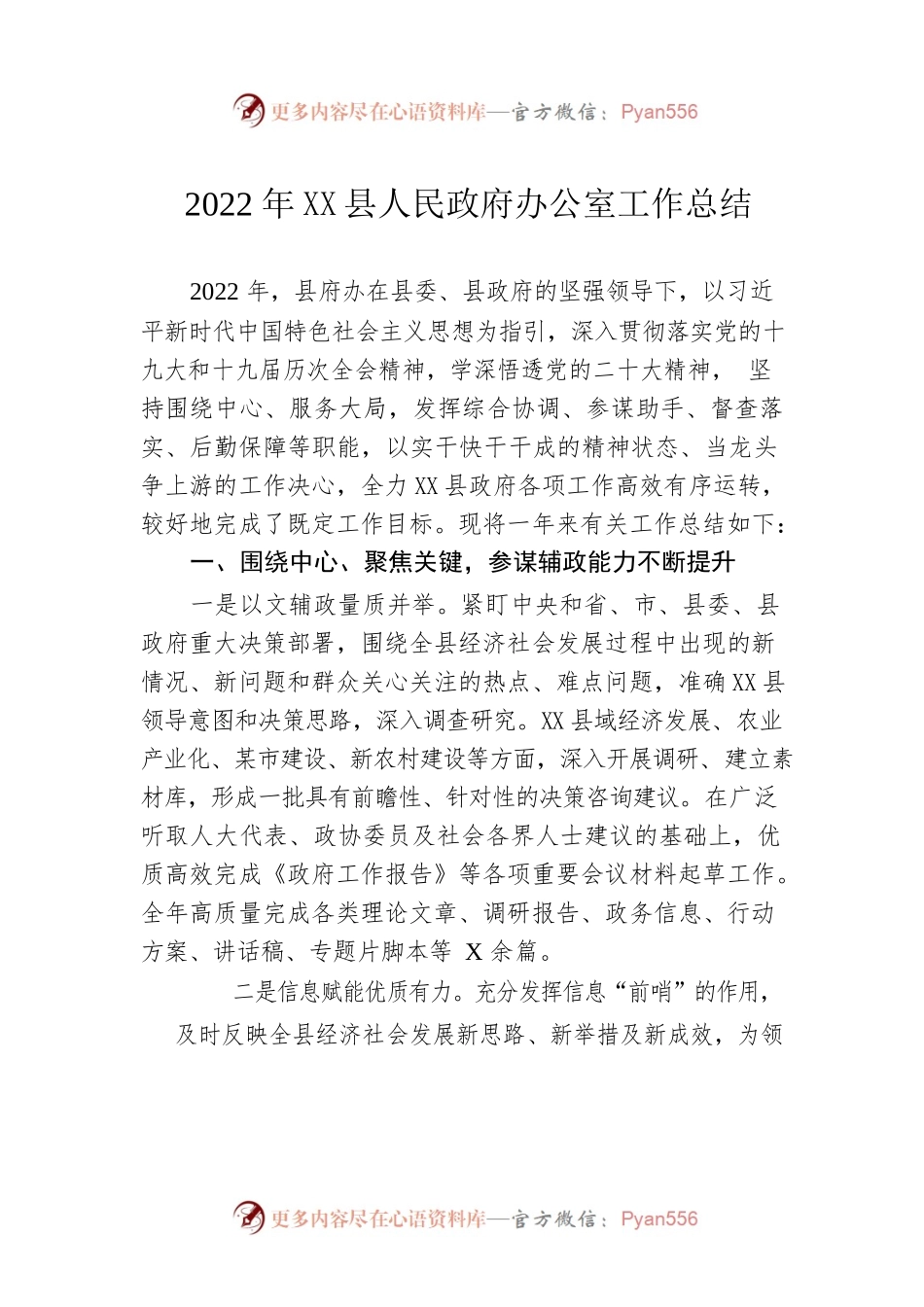 2022年度县人民政府办公室工作总结.docx_第1页