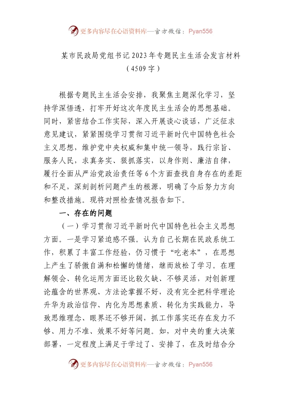 2023年主题教育专题民主生活会个人对照检查  民政（践行宗旨等6个方面+案例剖析+上年度整改+个人事项）.docx_第1页