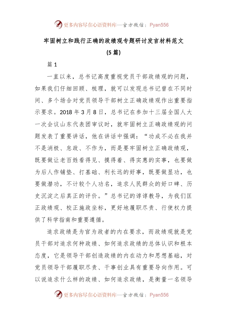 (5篇)牢固树立和践行正确的政绩观专题研讨发言材料范文.docx_第1页