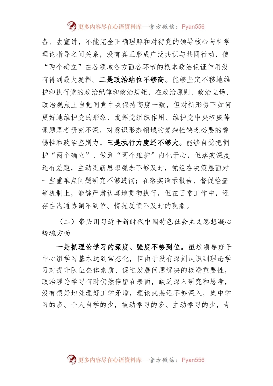 2022年度民主生活会对照检查材料（县商务局党组）.docx_第2页