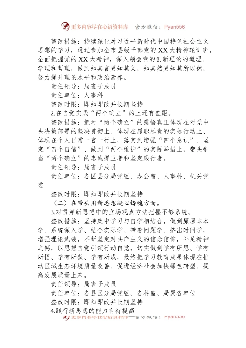 2022年度领导班子民主生活会查摆问题整改方案.docx_第2页