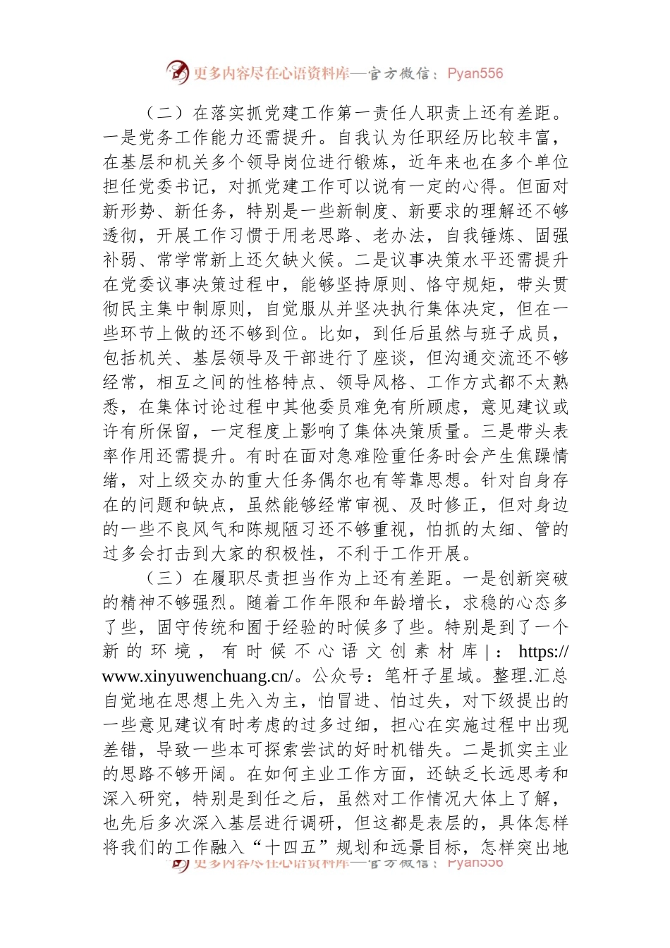 2022年检查站党委书记民主生活会个人对照检查材料.docx_第2页
