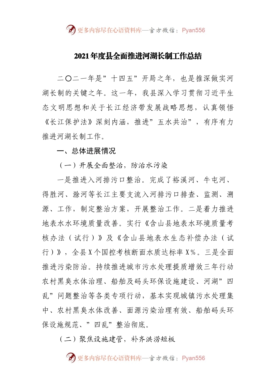 2021年河湖长制工作总结.docx_第1页