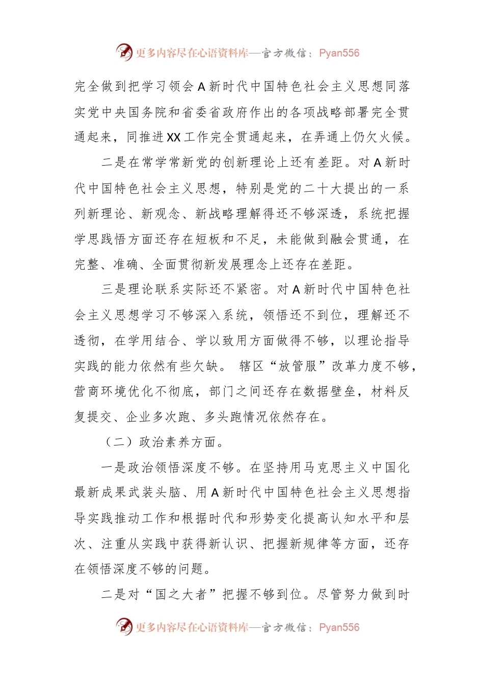 2023专题组织生活会个人对照检查剖析材料（二）.docx_第2页