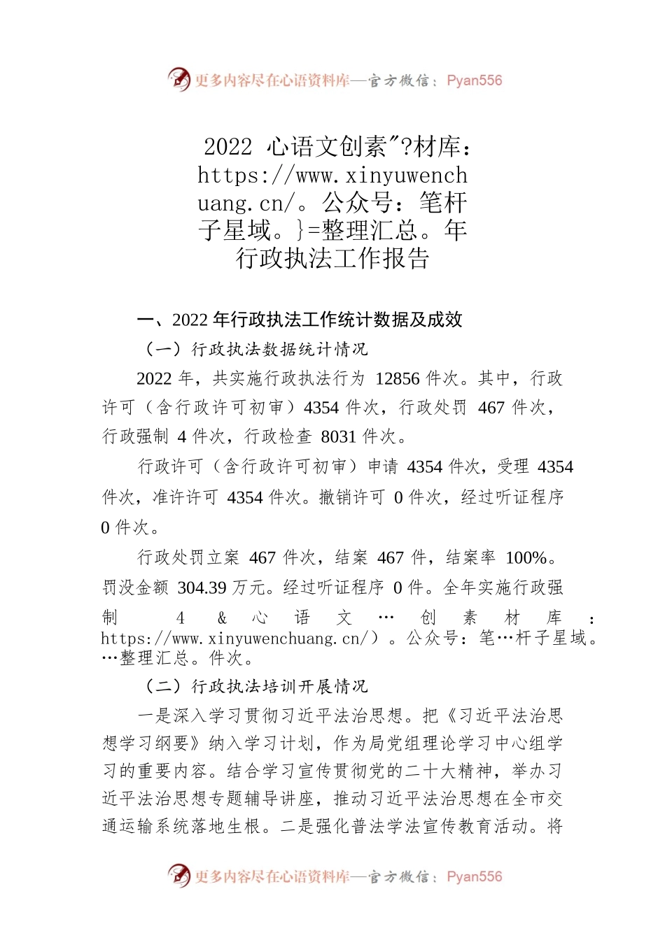 2022年行政执法工作报告（20230131）.docx_第1页