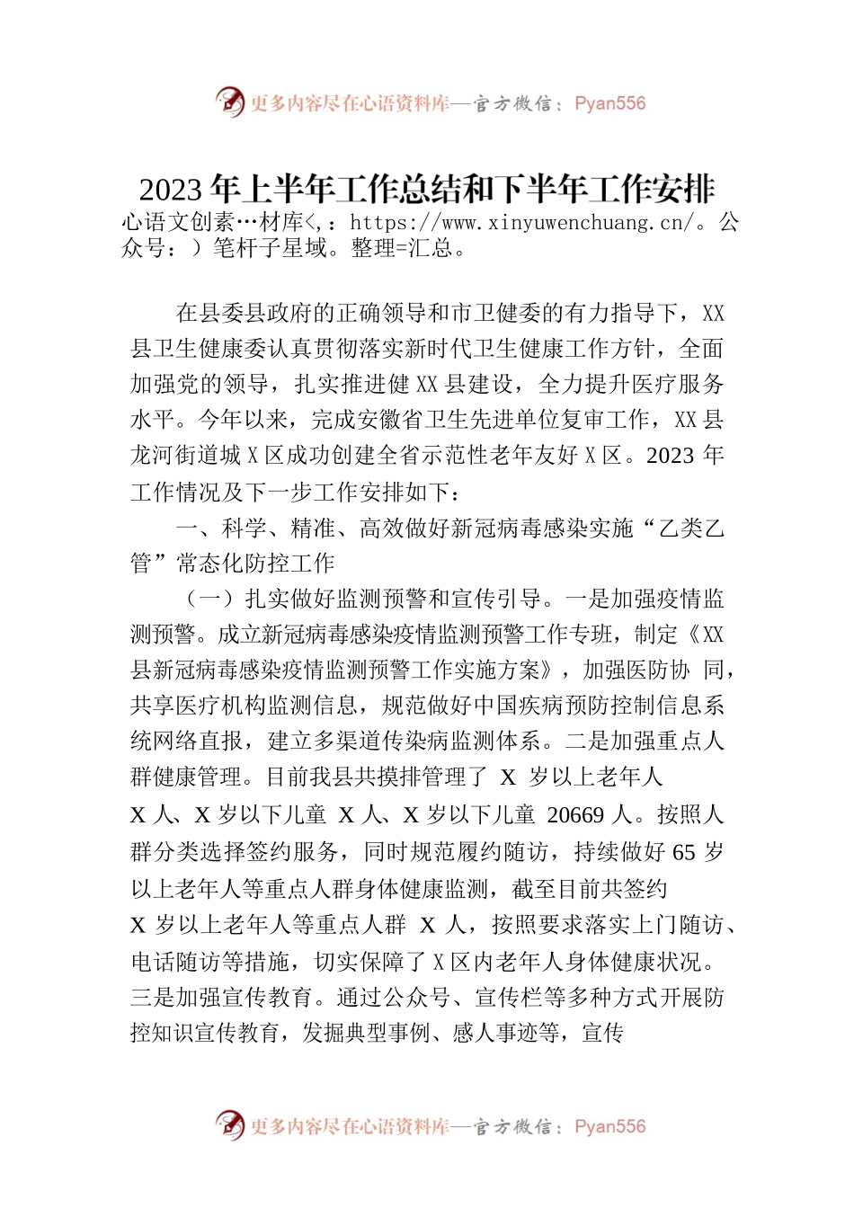 2023年上半年工作总结和下半年工作安排（20230630）.docx_第1页