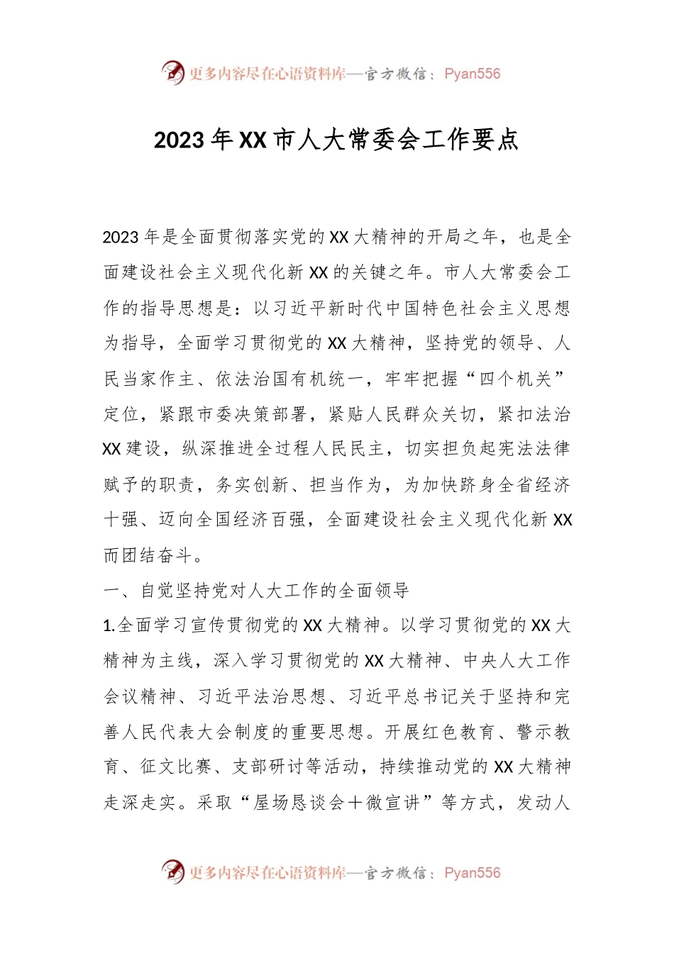2023年XX市人大常委会工作要点.docx_第1页