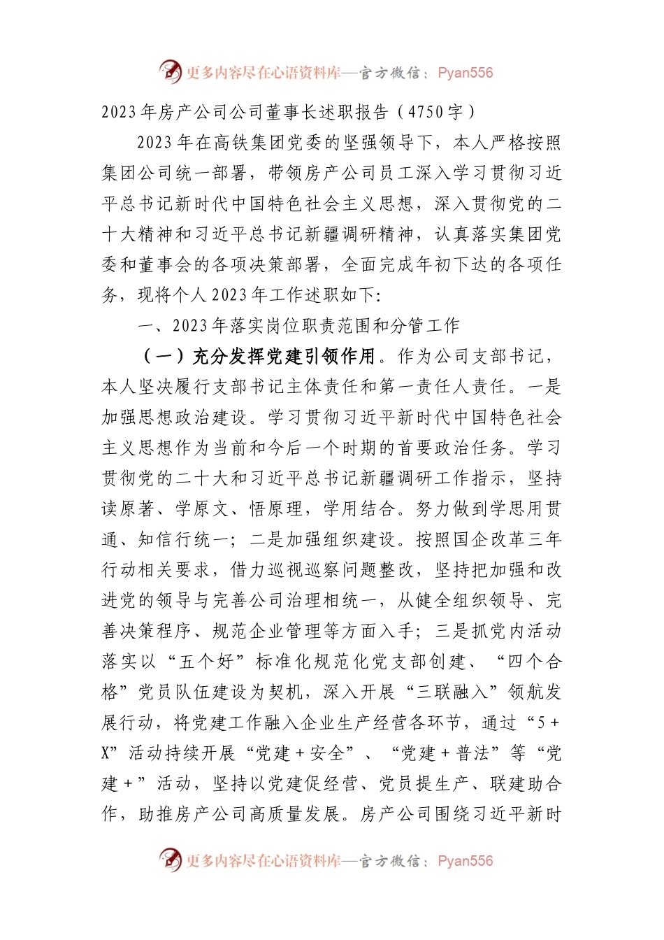 2023年”两新“房产公司董事长述职报告.docx_第1页