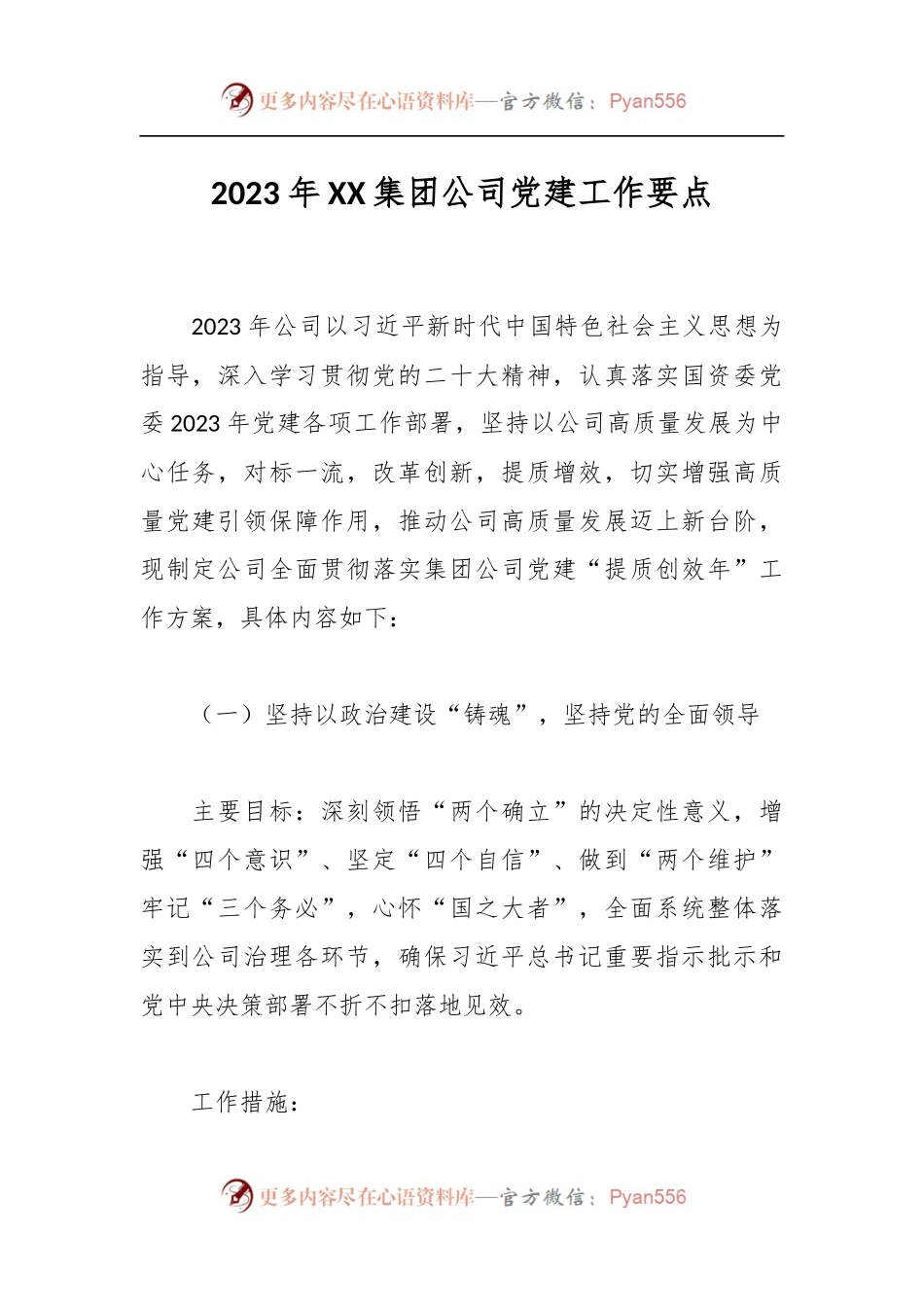 2023年XX集团公司党建工作要点.docx_第1页