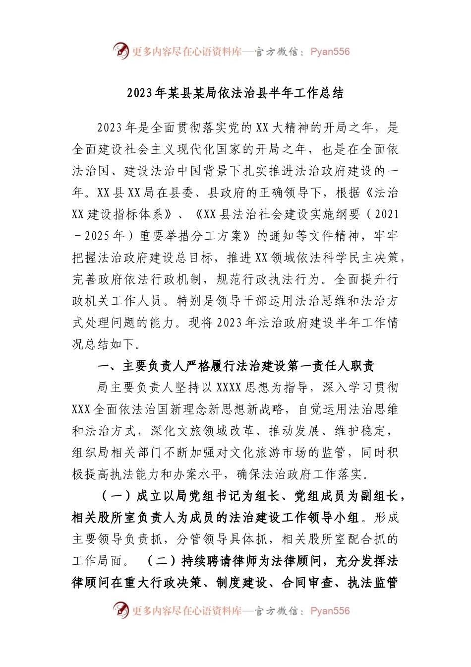 2023年县局依法治县半年工作总结.docx_第1页