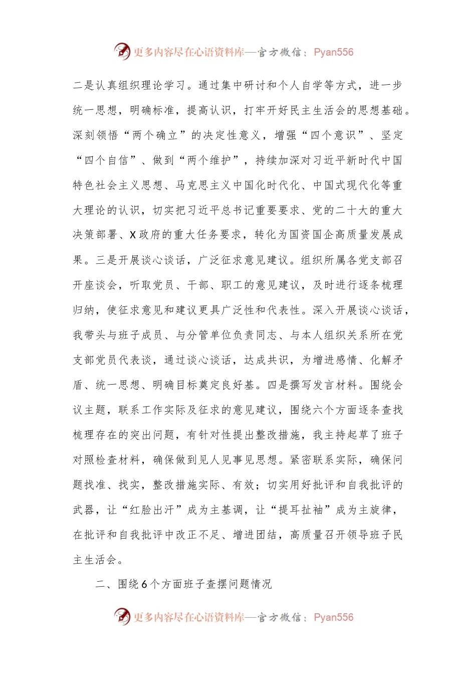 2022年公司领导班子民主生活会对照检查情况报告.docx_第2页
