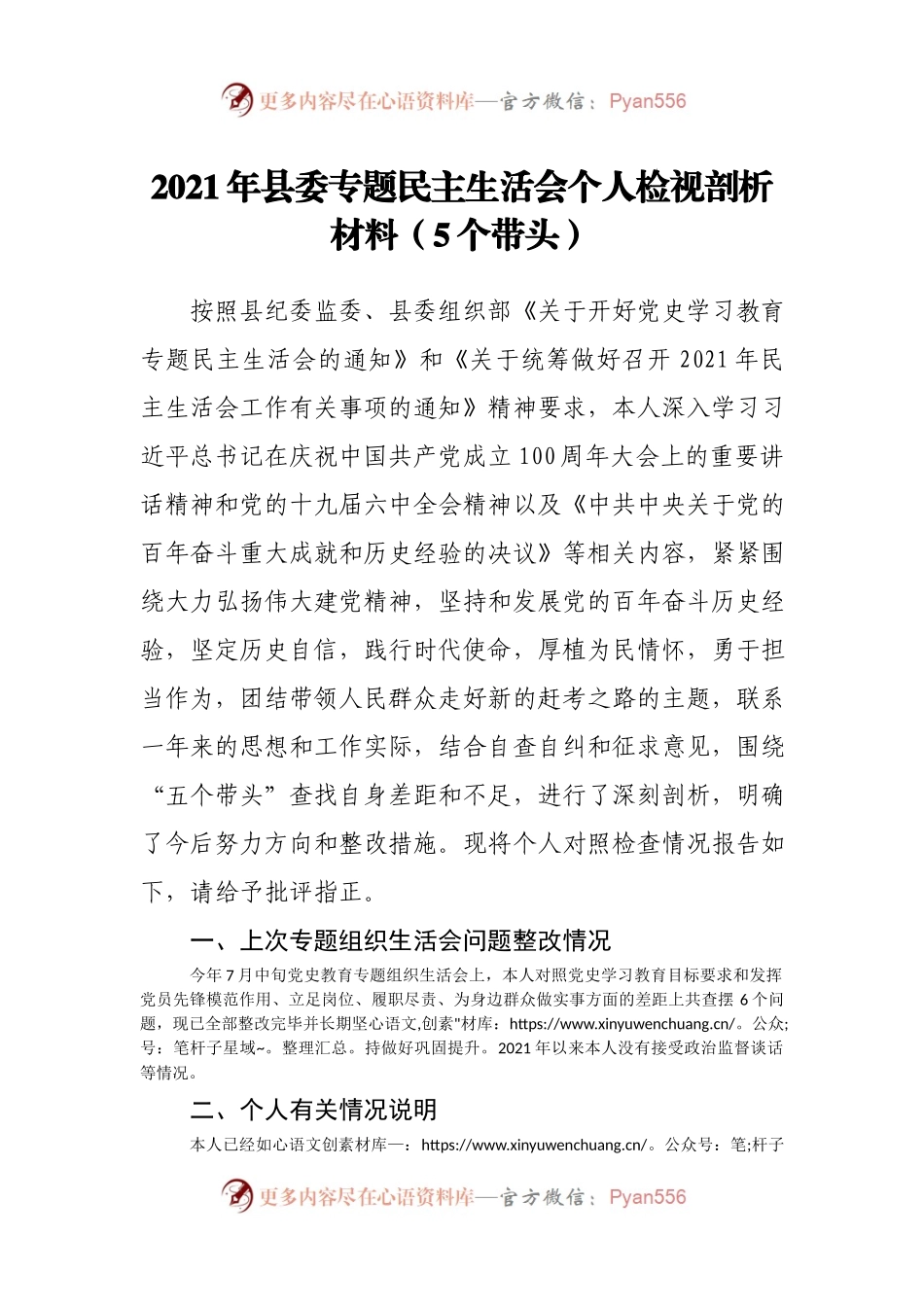 01（5个带头）2021年专题民主生活会（个人剖析）.docx_第1页