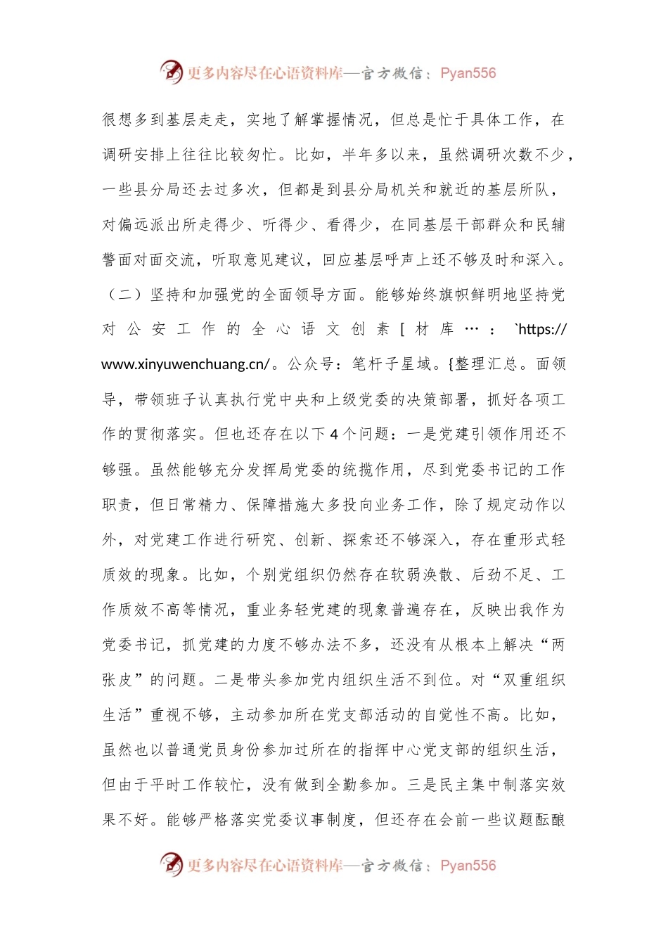 2022XX公安局党委民主生活会个人对照检查.docx_第2页
