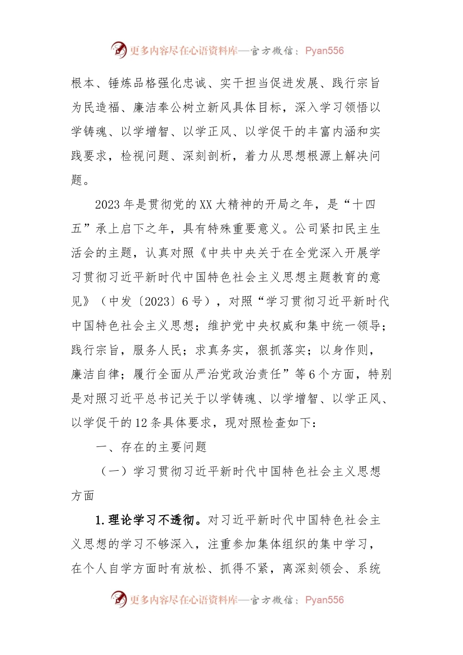 2023年主题教育专题民主生活会XX供电公司领导班子对照检查材料.docx_第2页