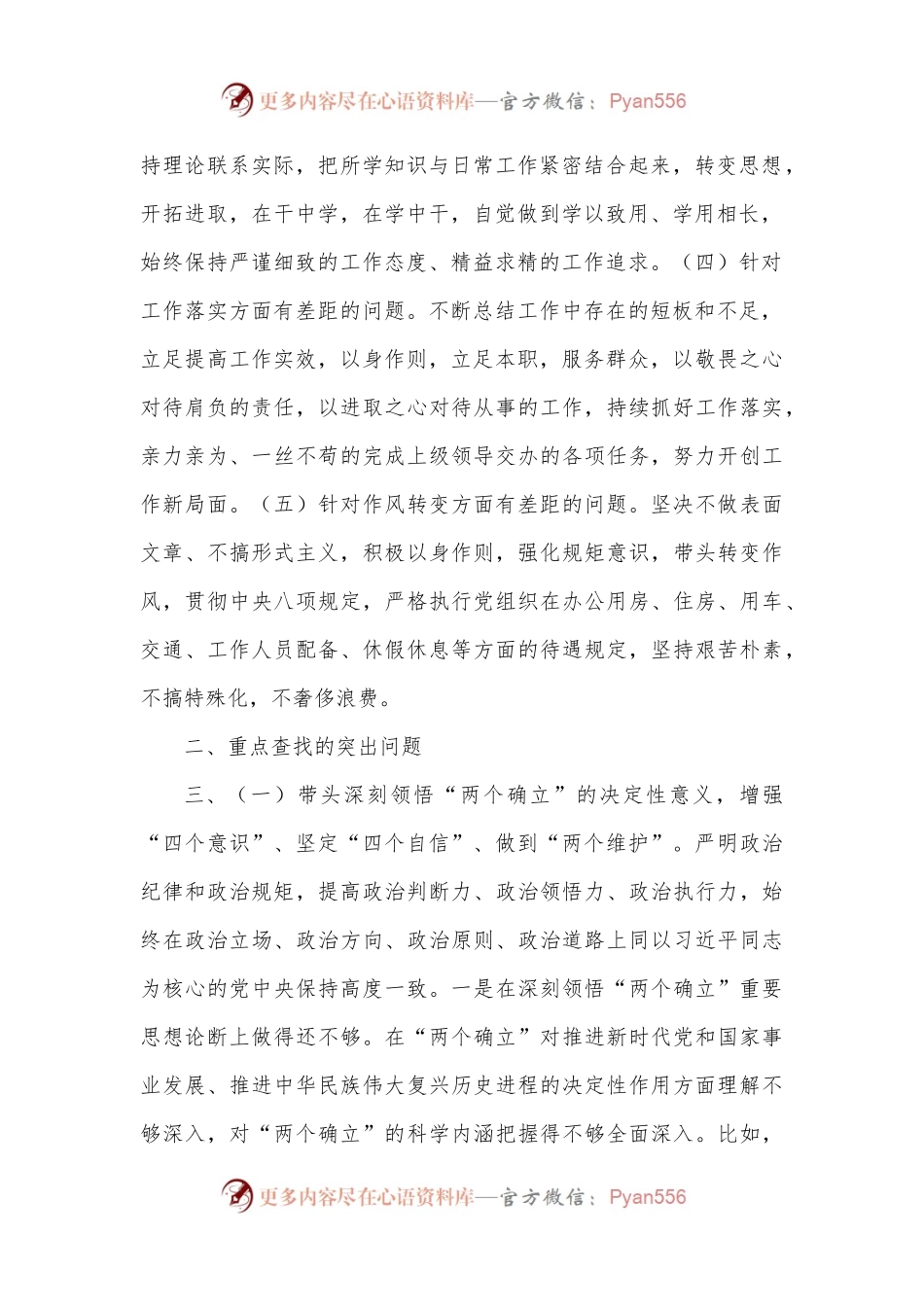 2022年度民主生活会班子个人发言提纲.docx_第2页
