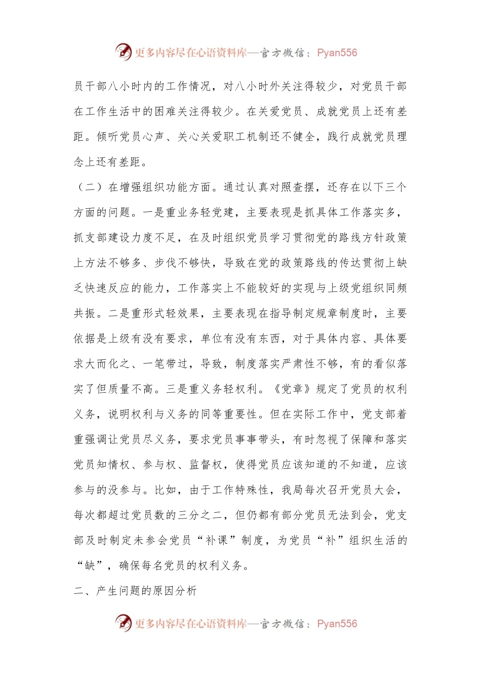 2022年度组织生活会支部班子对照检查材料.docx_第2页