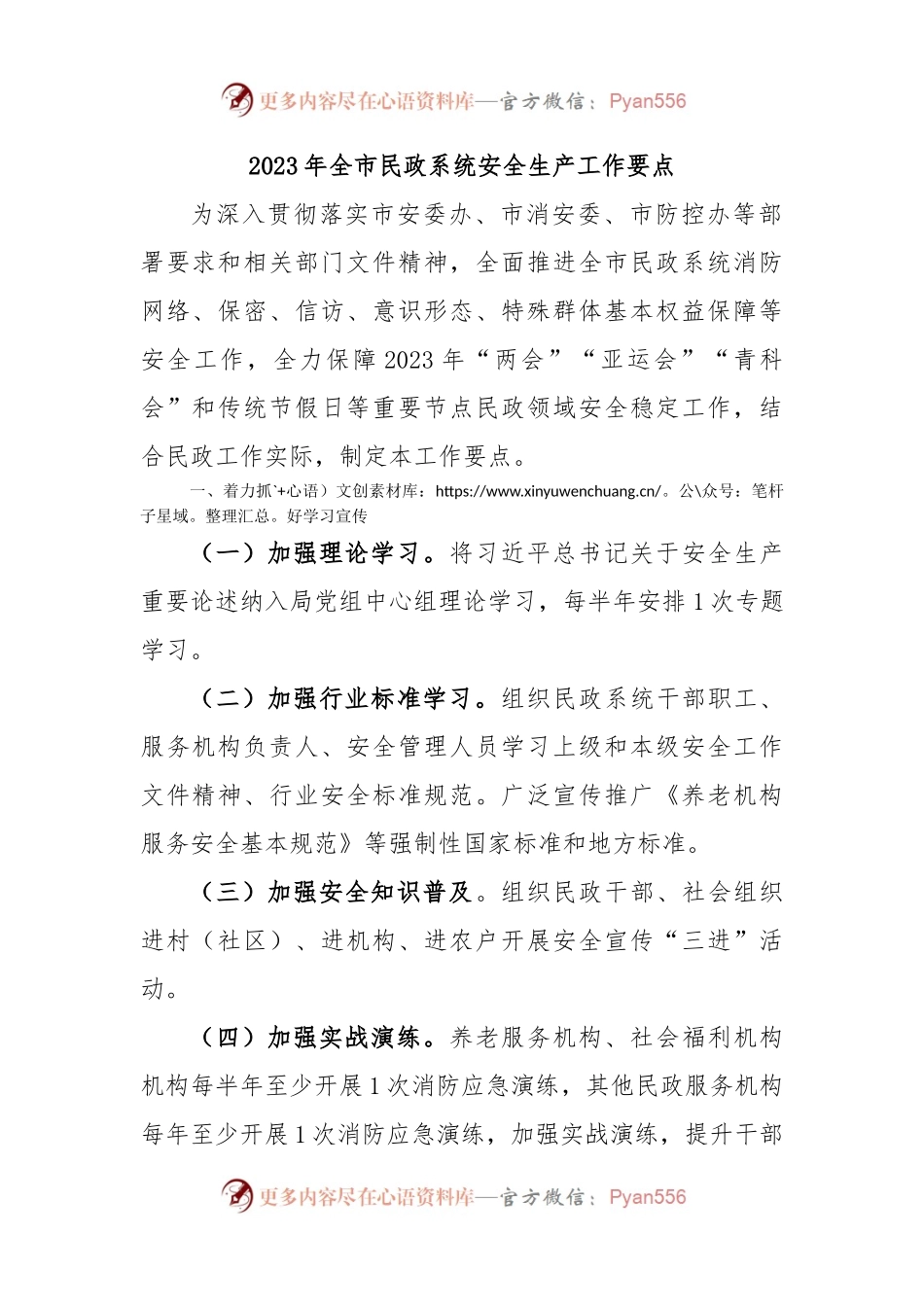 2023年全市民政系统安全生产工作要点.docx_第1页