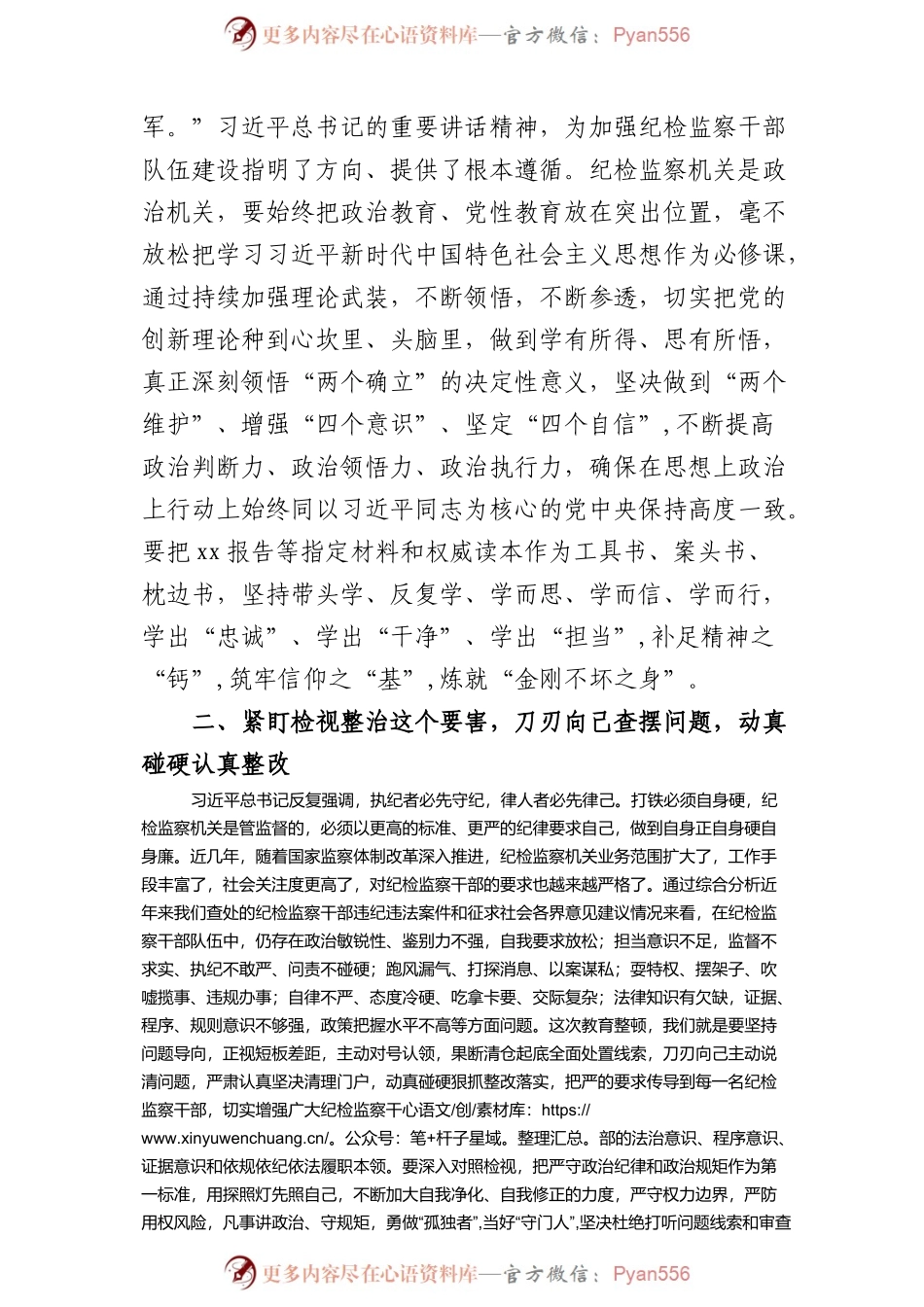 (2篇)某纪委书记关于纪检监察干部队伍教育整顿的心得体会研讨发言材料.docx_第2页