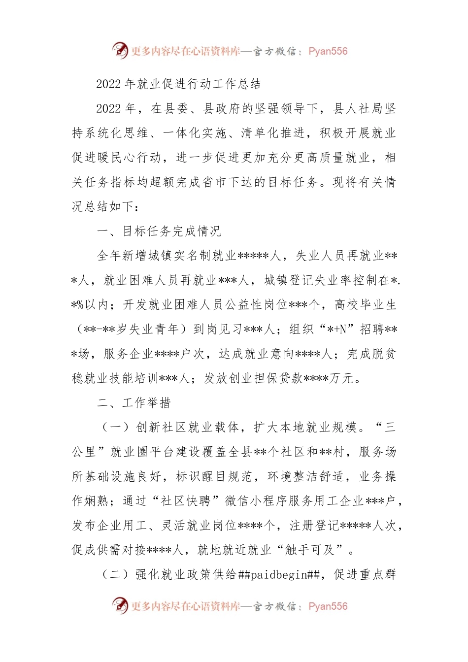 2022年就业促进行动工作总结.docx_第1页