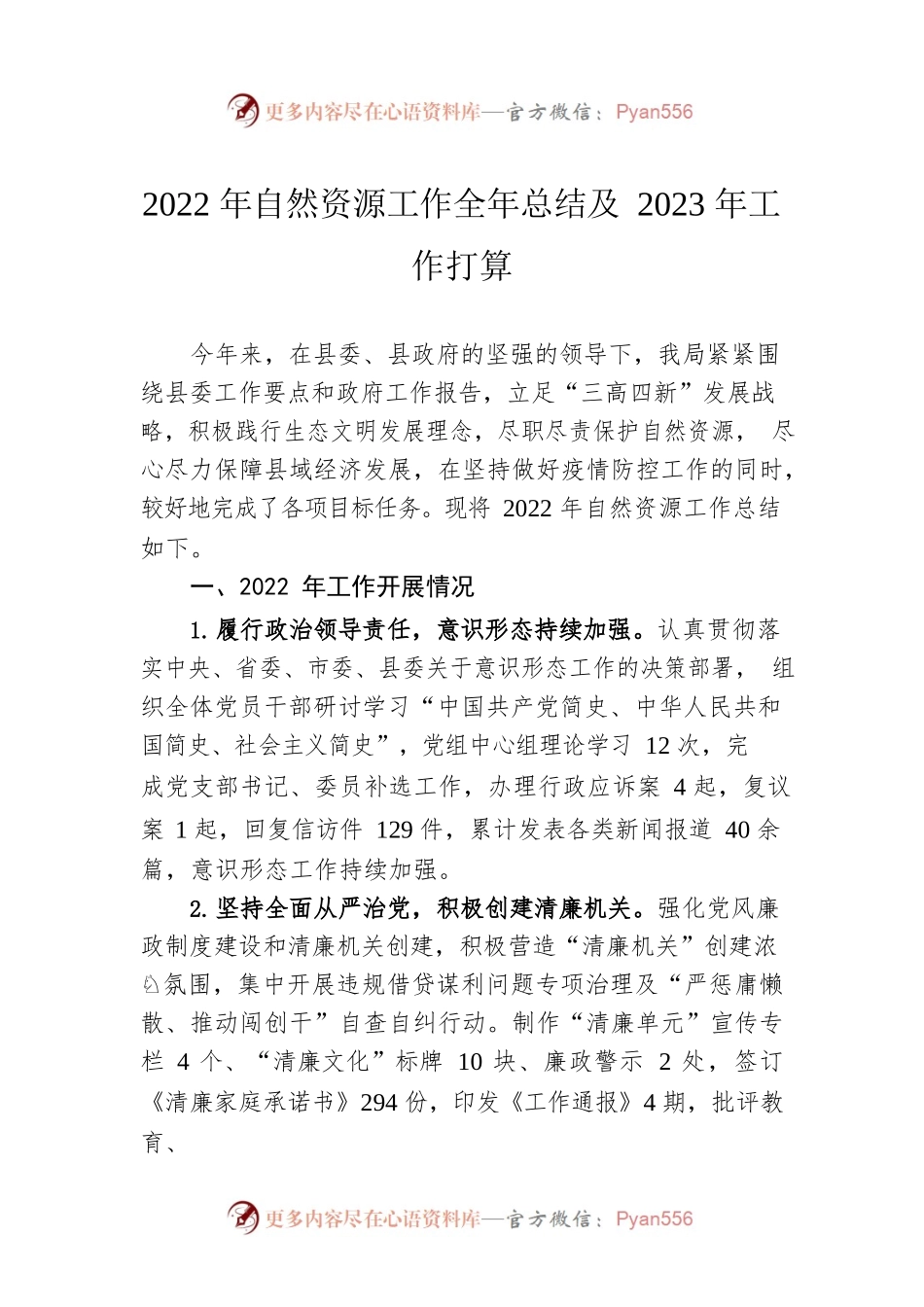 2022年自然资源工作全年总结及2023年工作打算.docx_第1页