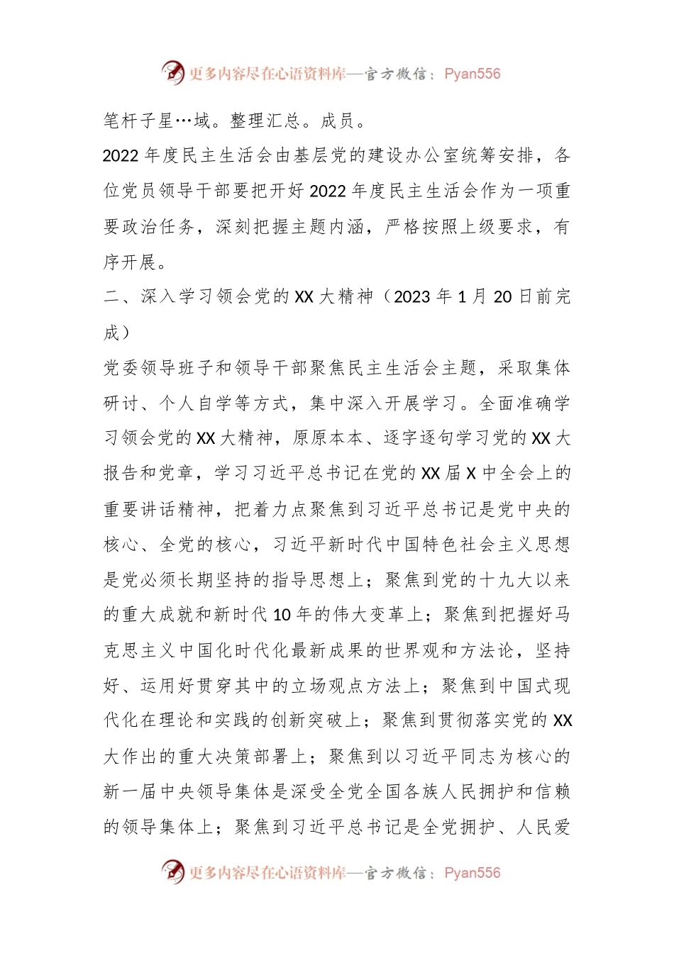 2022党员领导干部民主生活会工作方案.docx_第2页