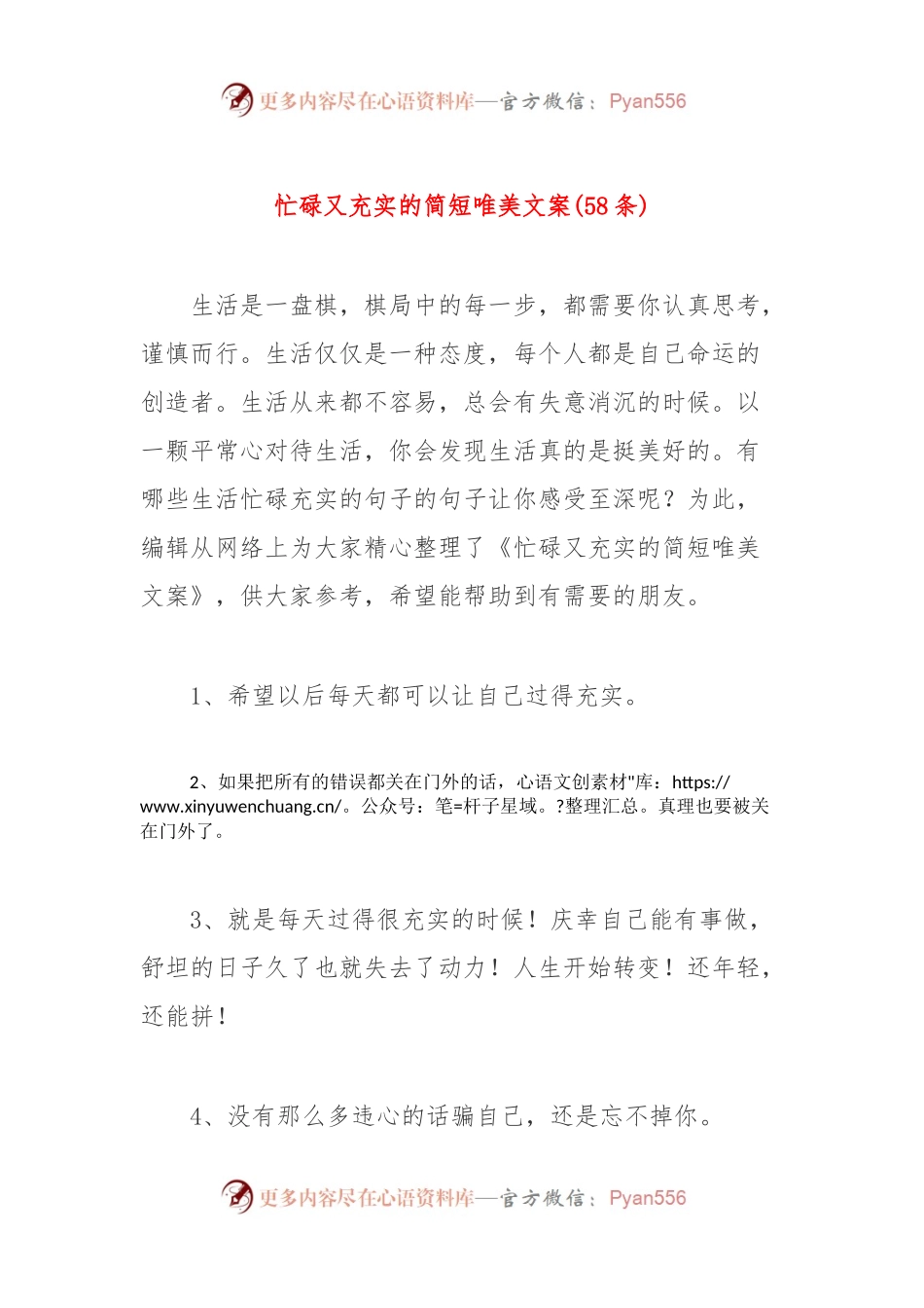 (58条)忙碌又充实的简短唯美文案.docx_第1页