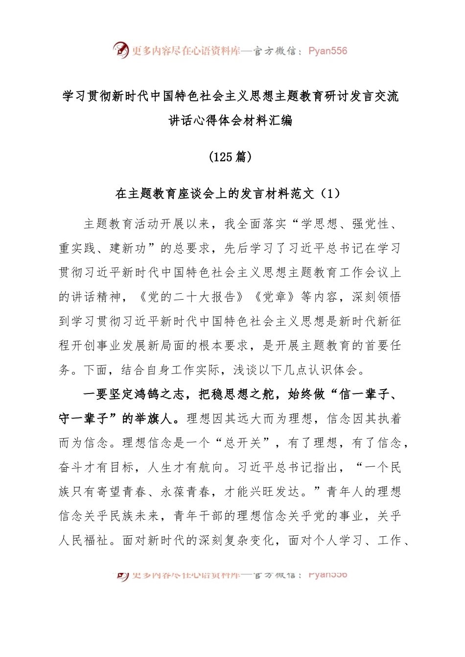 (125篇)学习贯彻新时代中国特色社会主义思想主题教育研讨发言交流讲话心得体会材料汇编.docx_第1页