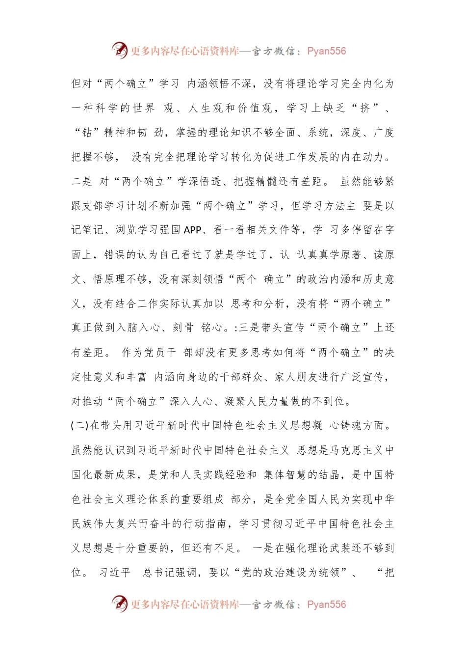 2022年党员干部民主生活会个人（六个方面）对照检查材料.docx_第2页