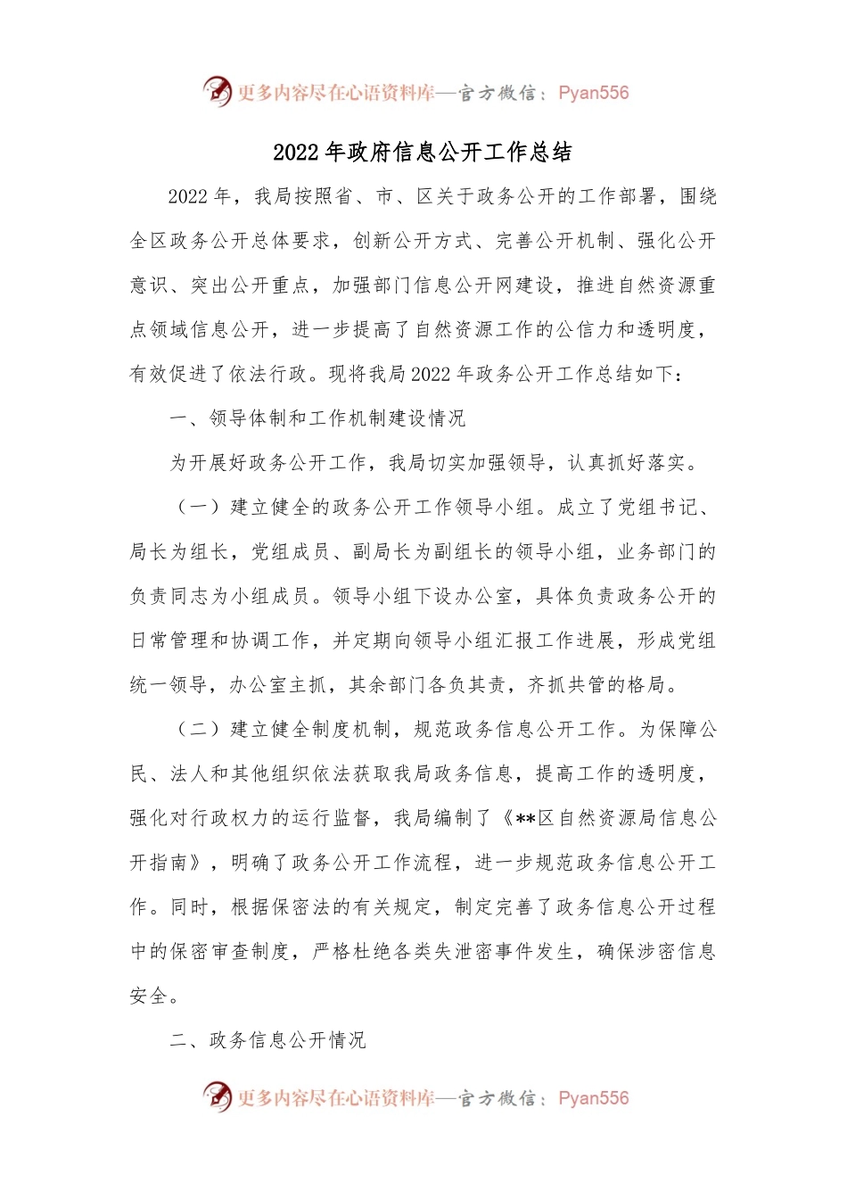 2022年政府信息公开工作总结.docx_第1页