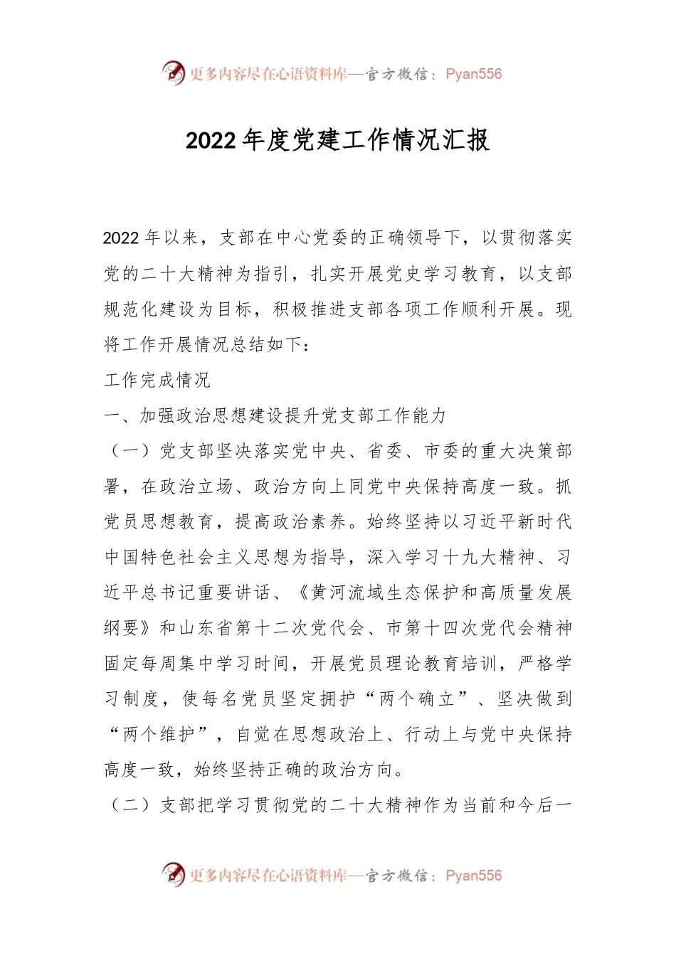 2022年度党建工作情况汇报.docx_第1页