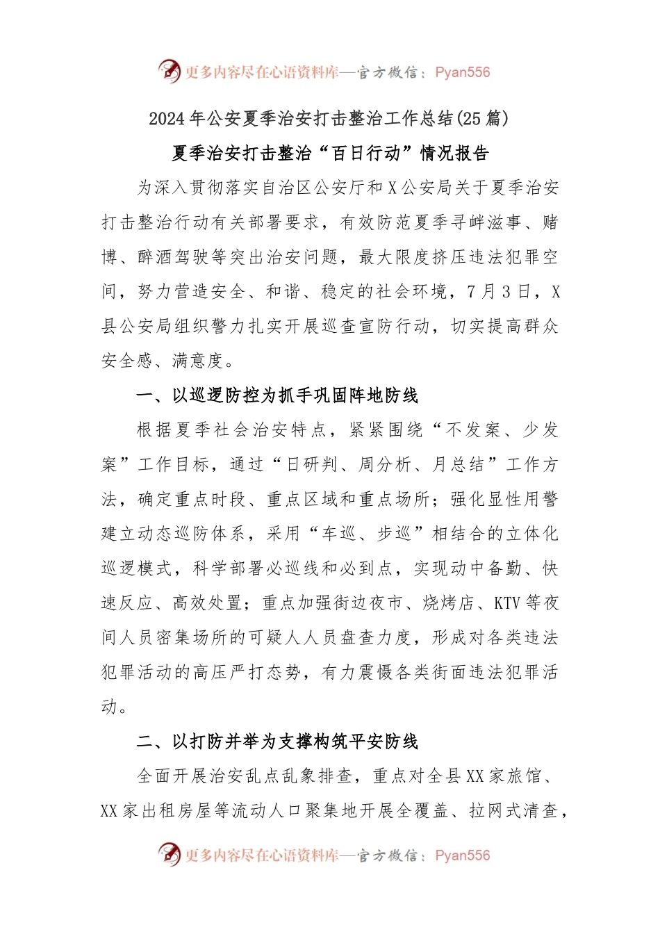 (25篇)2024年公安夏季治安打击整治工作总结.docx_第1页
