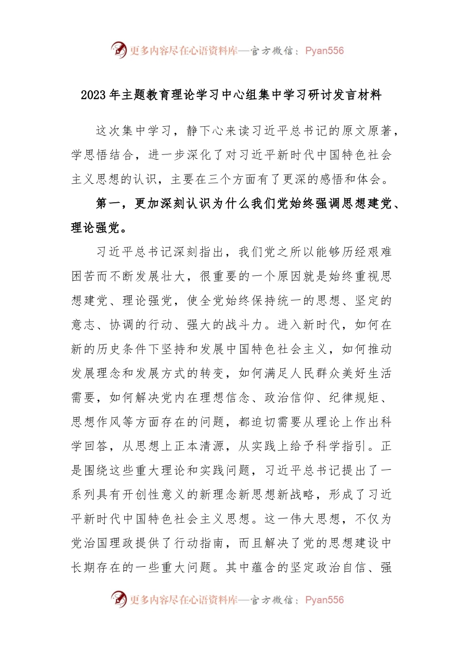 2023年主题教育理论学习中心组集中学习研讨发言材料.docx_第1页