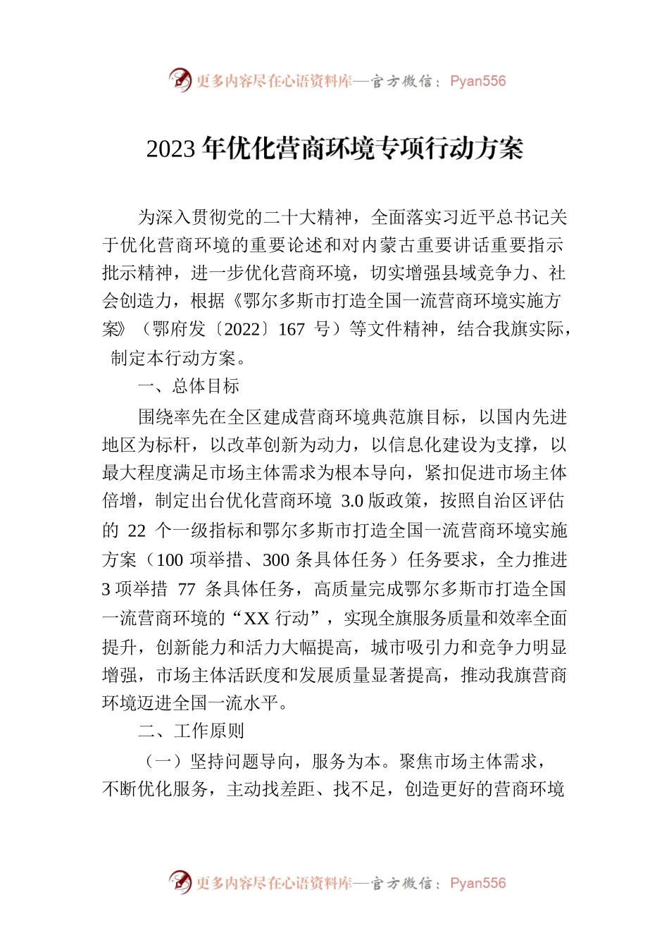 2023年优化营商环境专项行动方案(20230706).docx_第1页