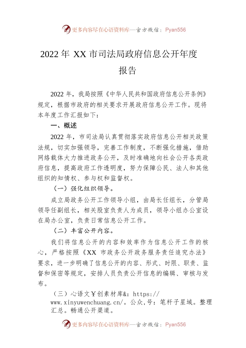 2022年XX市司法局政府信息公开年度报告（20230103）.docx_第1页